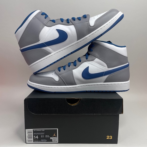 Nike Air Jordan 1 Mid Retro “True Blue/Cement Grey” 2023 - Picture 3 of 4